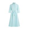 Navigare Women's Shirt Collar Tie-Waist Short Sleeve Dress