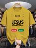 Unisex Crew Neck Tee Jesus Calling Funny Phone Text Graphic Print Soft Cotton Loose Short Sleeve Summer Casual Male Streetwear Tops