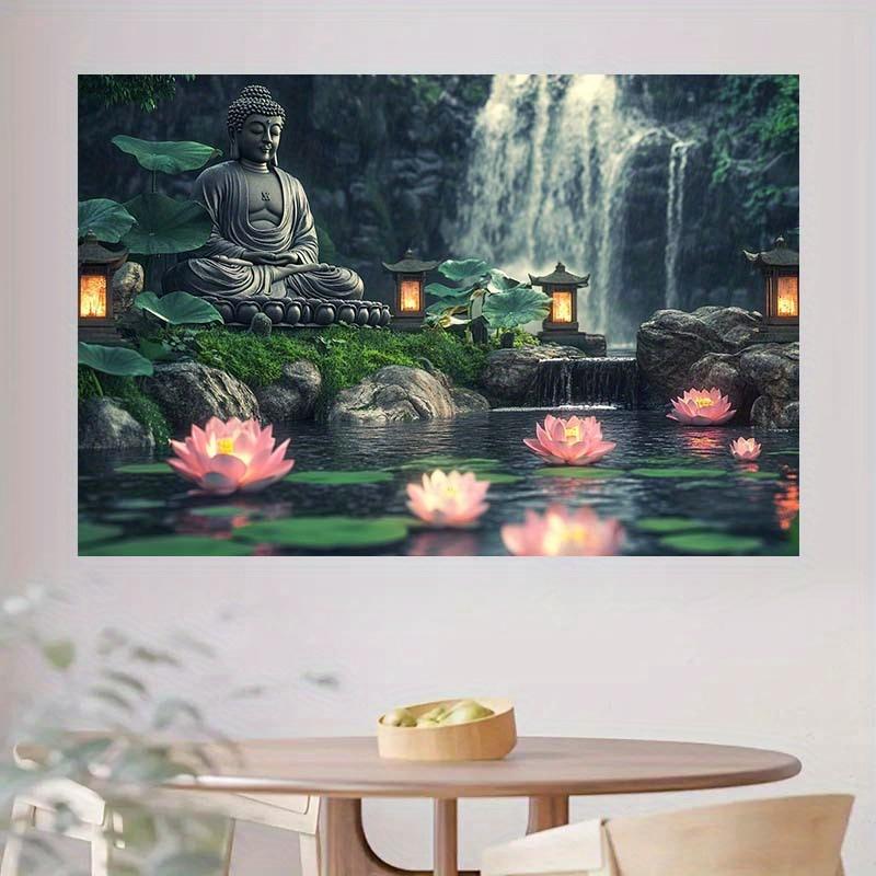 2D-Ebene Design 1 Stück - Elegante Buddha-Meditations-Kulisse friedlicher Zen-Garten Wanddekoration