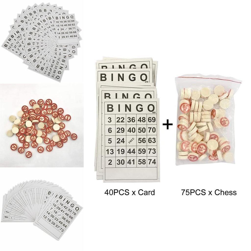 High-quality Bingo Card Set With 40 Cards And 75 Checkers For Kids Develops Intellectual Skills And Promotes Interactivity