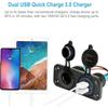 12V Marine Dual Quick Charge 3.0 USB Charger Outlet Splitter Waterproof Power Panel Adapter for Car Boat Motorcycle RV Truck ATV