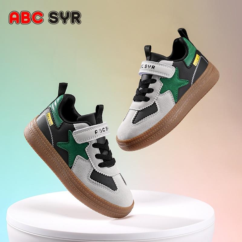 Children's Moral Training Shoes 2025 Spring and Autumn New Leather Waterproof Non-slip Lightweight Versatile Boys and Girls Casual Sports Shoes