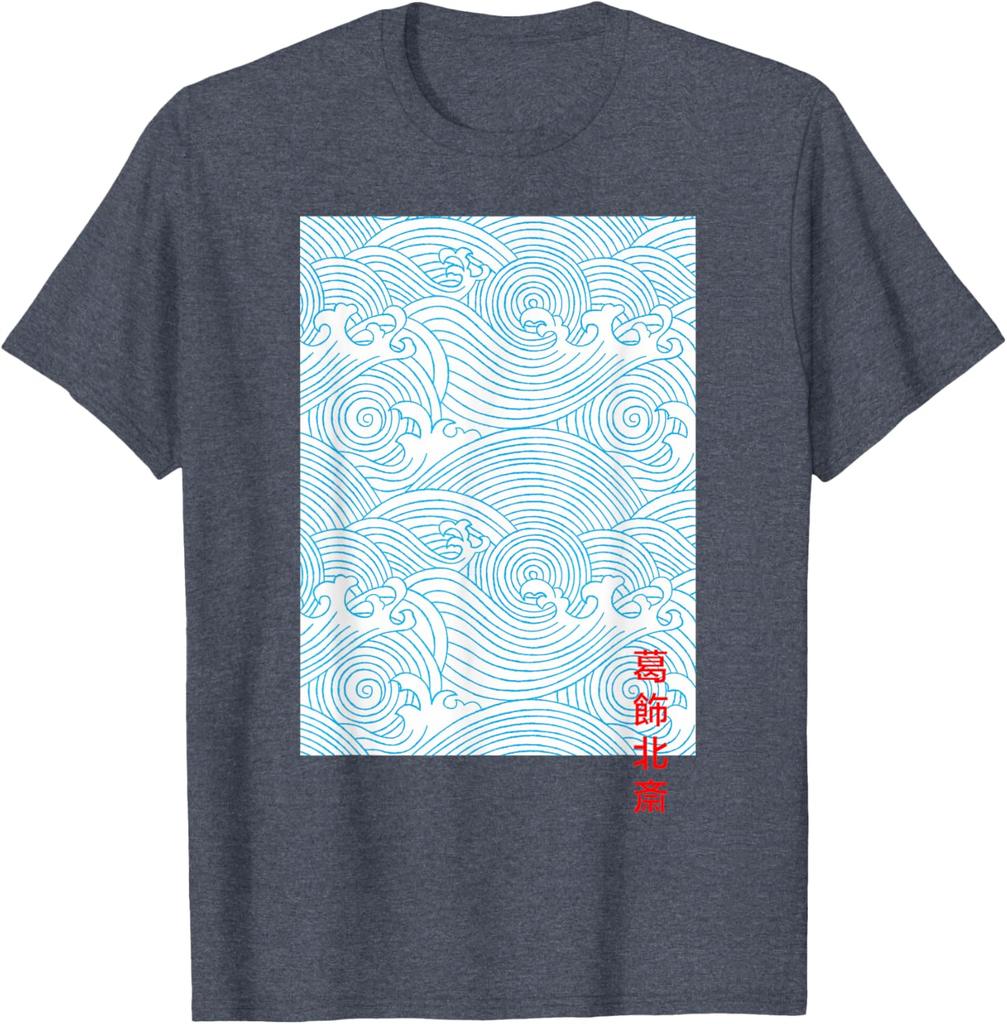Japanese Seigaiha Wave Pattern Graphic Tee Men Casual Short Sleeve Breathable TShirt