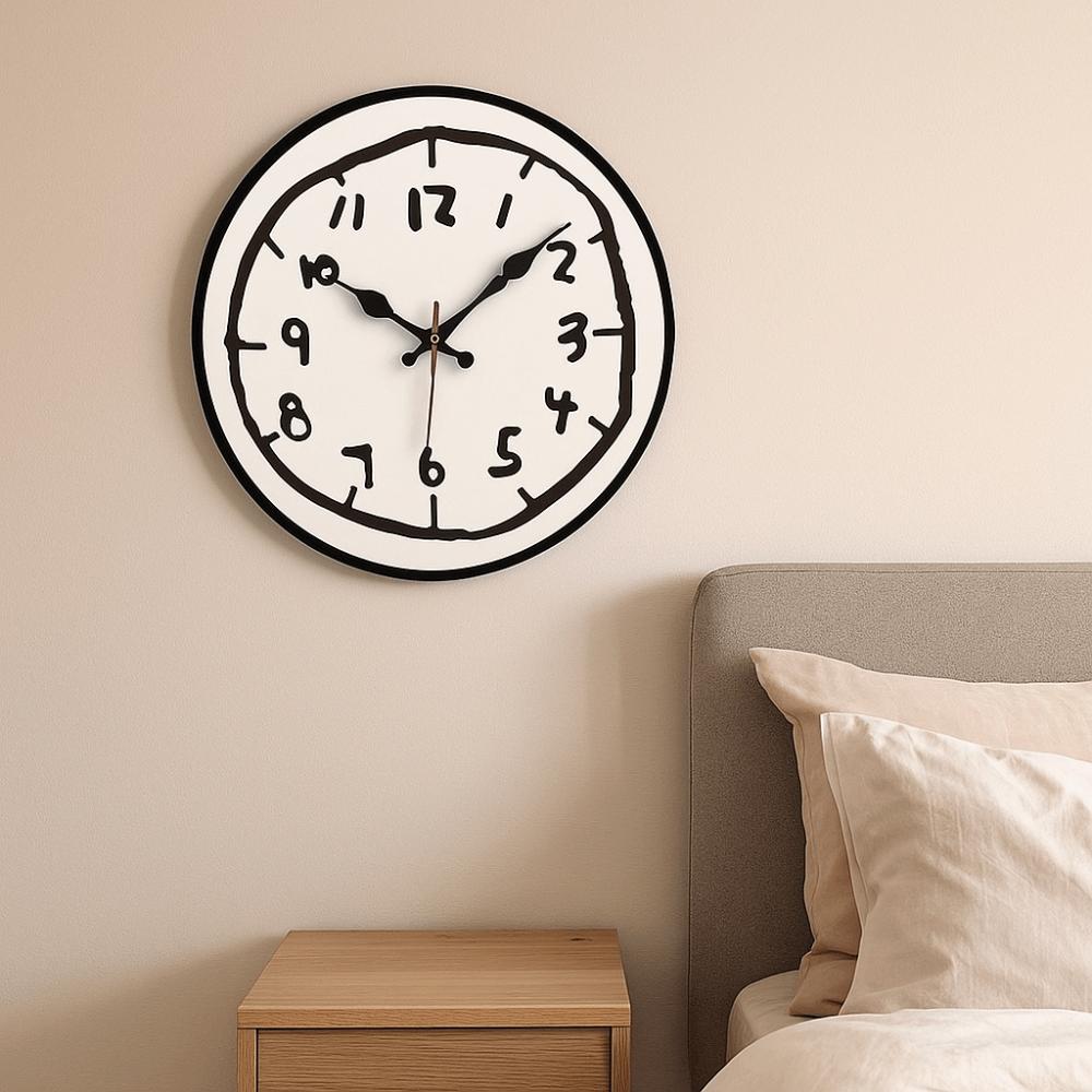 Cartoon Design Digital Wall Clock 30cm Size Wooden Round Clock Creative Clock Home Decoration