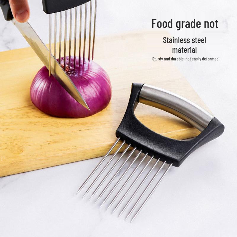 Stainless Steel Onion Holder & Slicer - Vegetable & Meat Tenderizer Tool