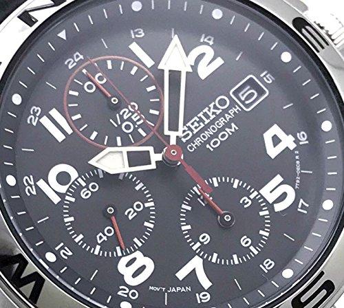 Seiko Chronograph Wristwatch Set SND375P-BK Genuine Leather Belt Black Military Authorized Product