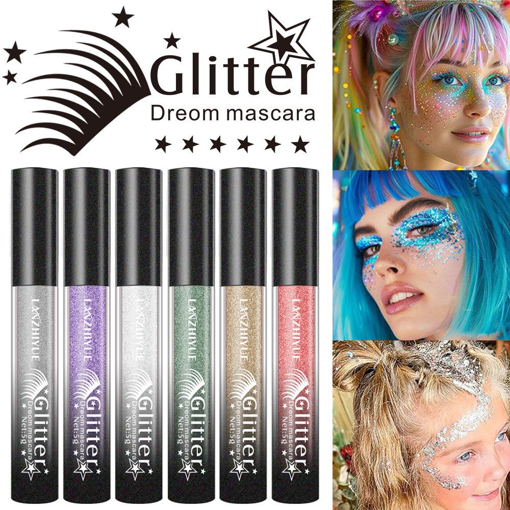 1 pezzo Mascara Volume Ricci Impermeabile Diamond Shine Effetto Neve Glitterata, Trucco Occhi Resistente alle Macchie per Tutti i Tipi di Pelle Cosmetici Donna