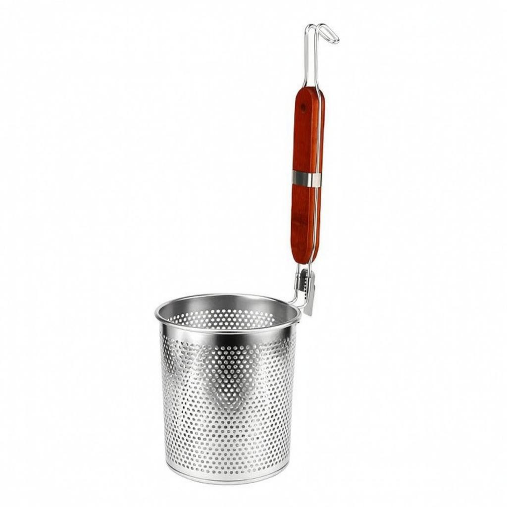 Stainless Steel Noodle Basket AntiScald Perforated with Wooden Handle AllAround for