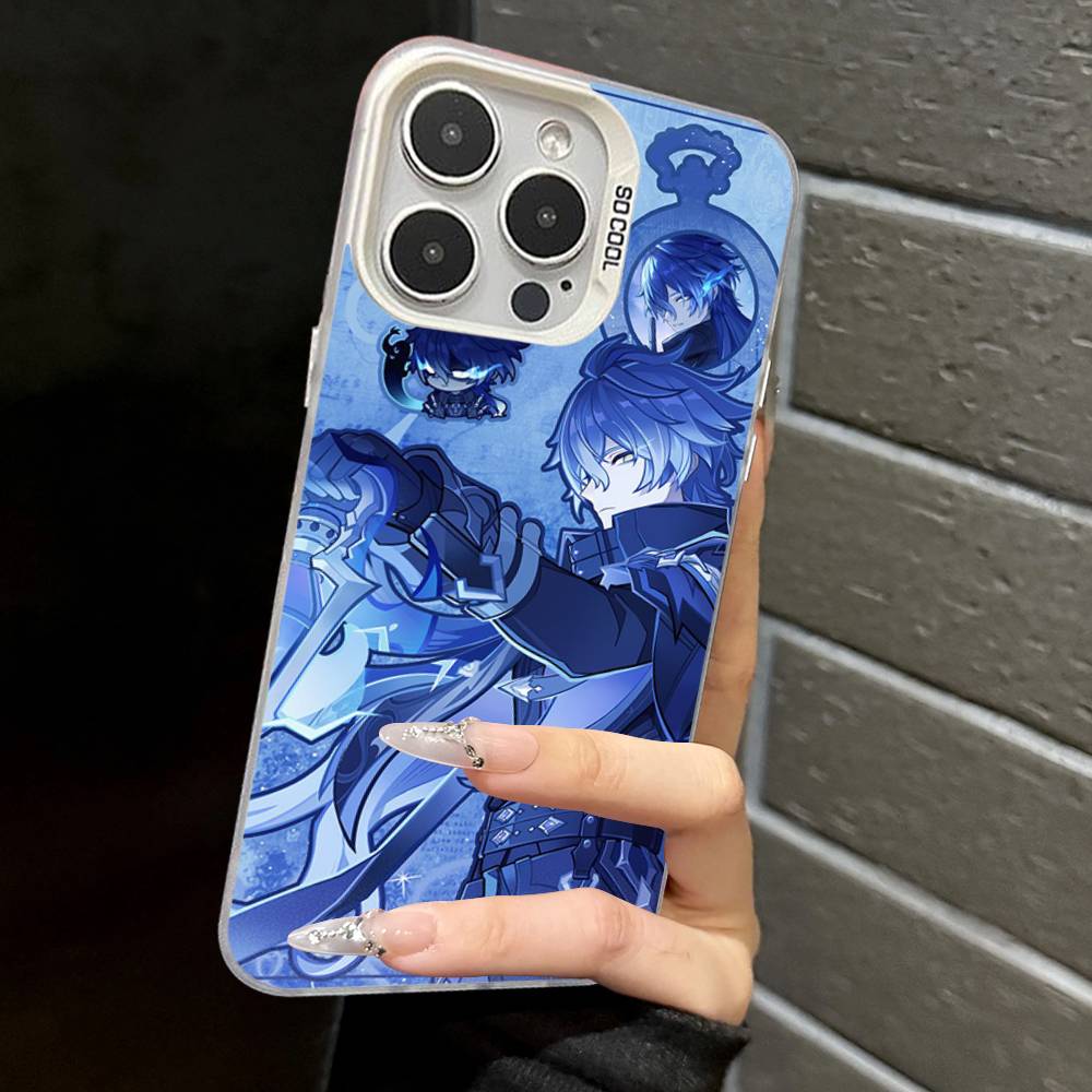 Genshin Impact Flins Columbina Colorful Phone Case Silver Suitable For iPhone 12 11 13 14 15 16 17 Max Pro Plus X XR XS