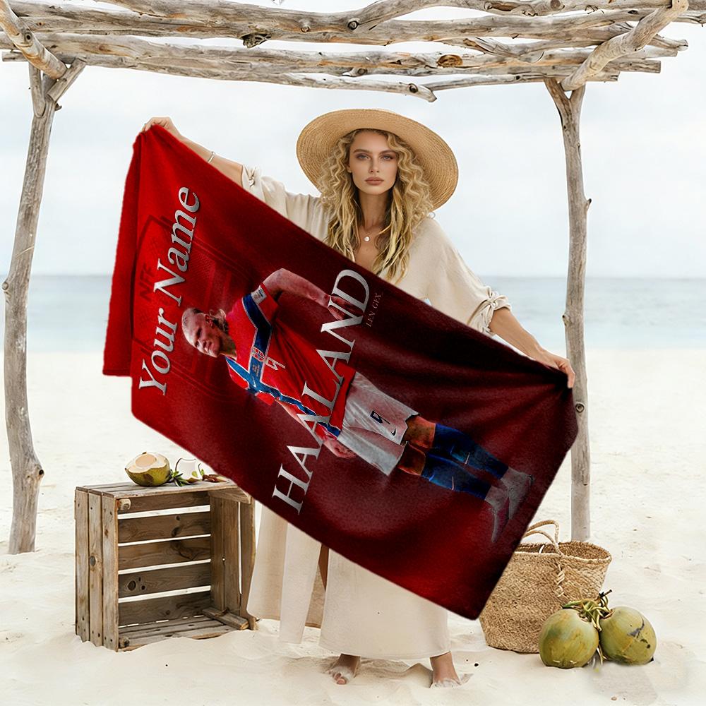 Haaland Customized Name Beach Towel Quick-Dry Soft Microfiber Suitable for Sports Travel Swimming Yoga Bathroom Beach And Pool