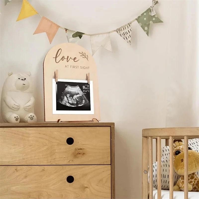 Baby Ultrasonic Photo Frame - Pregnancy Gift, Wooden Ornament, Baby Announcement, New Mom Gift, Baby Birth Ornament