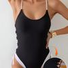 Black Side Cross String Swimwear Woman Sexy One Piece Swimsuit Hollow Out Mononiki Slim Bathing Swimming Suit Wear Bathers