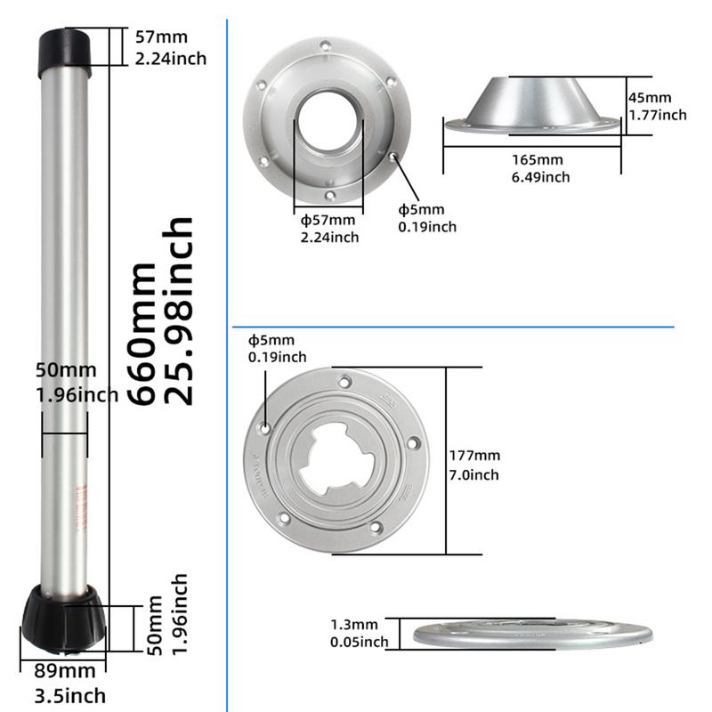RV Table Legs Aluminum Alloy Rustproof Stable RV Table Mount Heavy Duty RV Interior Accessories Lightweight Detachable Base