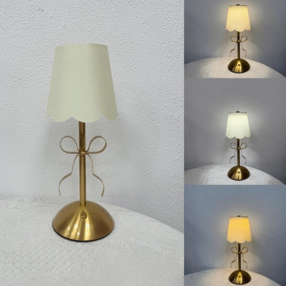 Dimmable LED Desk Lamp Rechargeable Decorative Bedside Light Bowknot Table Lamp  Bedroom Decoration