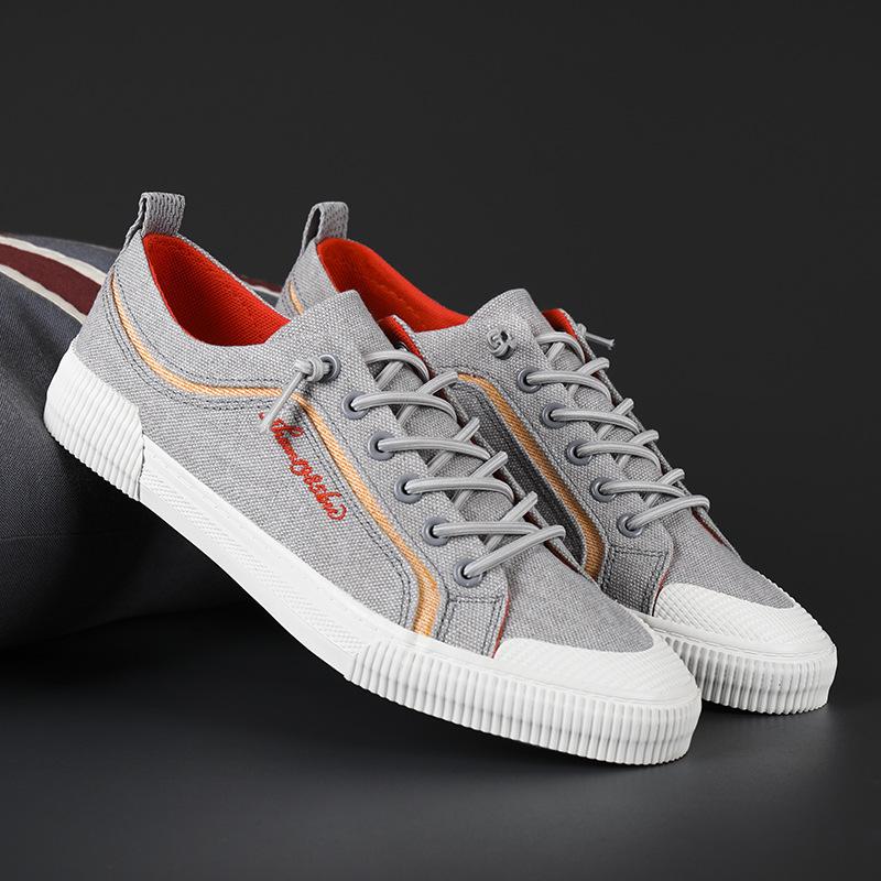 Elegant Gray Mens Canvas Shoes Flats Comfortable Casual Shoes For Men Low Vulcanize Sneakers Male Plimsolls Zapatos Hombre 2022