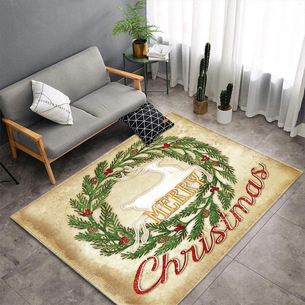 Christmas Tree Living Room Area Rug Xmas Gift Carpet Kids Play Bedroom Rug Santa Claus Print Home Decor Doormat Kitchen Floormat