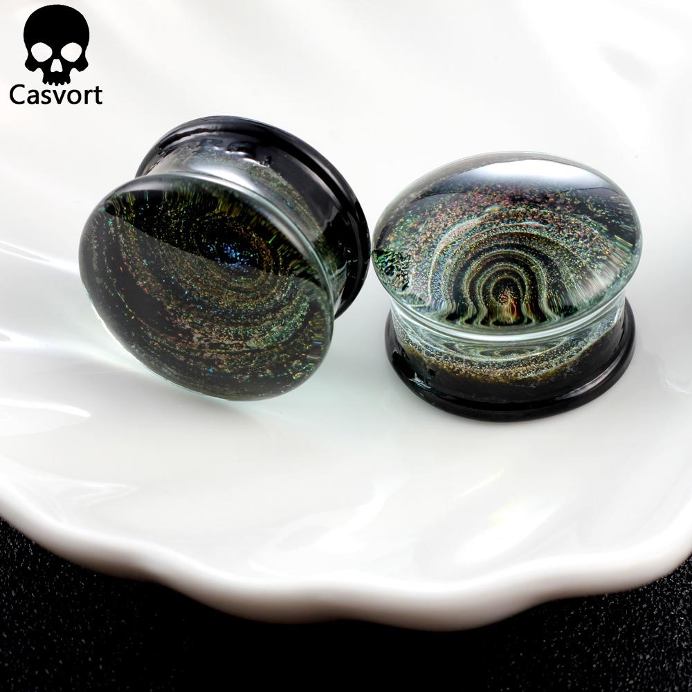 Casvort 2PCS New Glass Ear Body Jewelry Earrings Expanders Piercing Plugs Strechers Ear Gauges Gift For Women Men Gift
