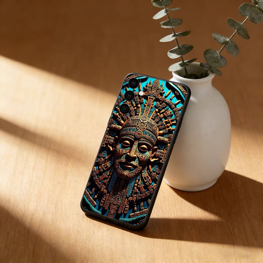 Mayan Aztec Calendar Statue Phone Case For Samsung Galaxy A20,21s,22,31,32,52,53,72,73,80,91 Soft Black Shell