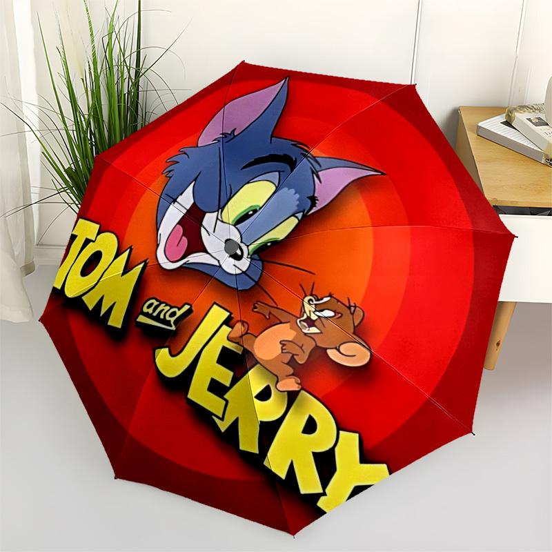 1pc Tom, Jerry Automatic Open/Close Umbrella, Christmas Gift for Men Women, Daily Travel Outdoor Use yy251101184