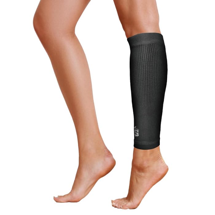 VITAL SALVEO Compression Calf Sleeves with Unisex Calf Comfortable Compression Stockings for Strength and Standing (Single Leg) Graphene, Support,