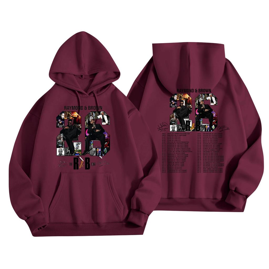 Unisex Casual Hooded Pullover Sweatshirt Long Sleeve Loose Fit Letter Print