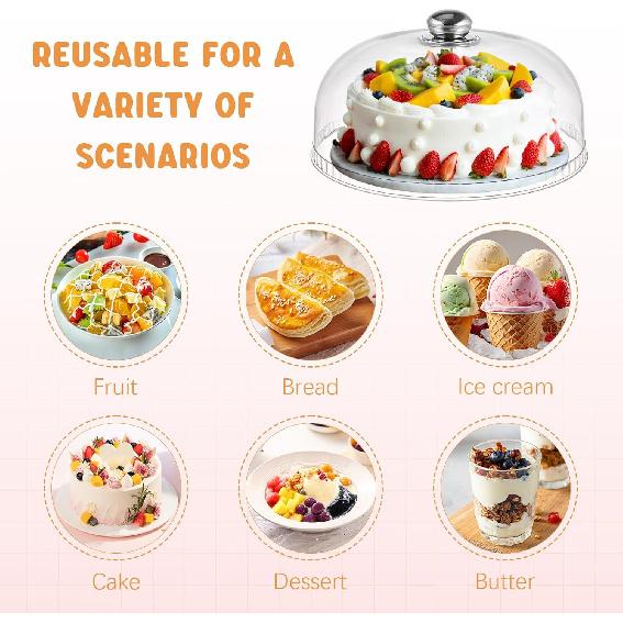 Clear Cake Dome Cover: Cake Stand Cover Food Plate Lid Clear Cloche Bell Cover Cake Dome Round Display Cake Plate Serving Platter Punch Bowl Food