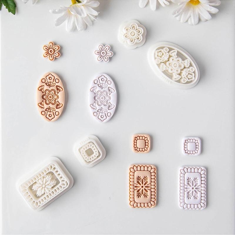 Cartoon Bohemian Flower Polymer Clay Earring Molds Lightweight Plastic Craft Tools For Kids Creative Projects