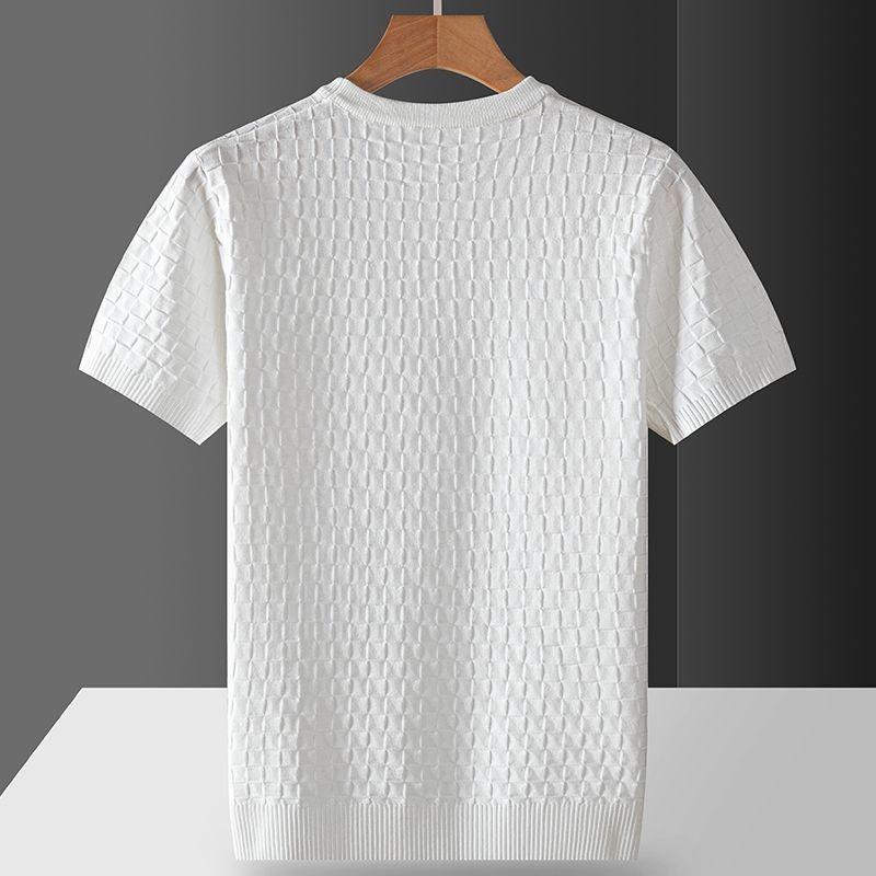 Casual Trendy Brand Round Neck Warm European Station Versatile Light Luxury Classic Anti-pilling Knitted Short Sleeves