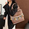 Fashion Linen Bag, New Large-capacity Portable Tote Bag, Fringed Shoulder Bag.