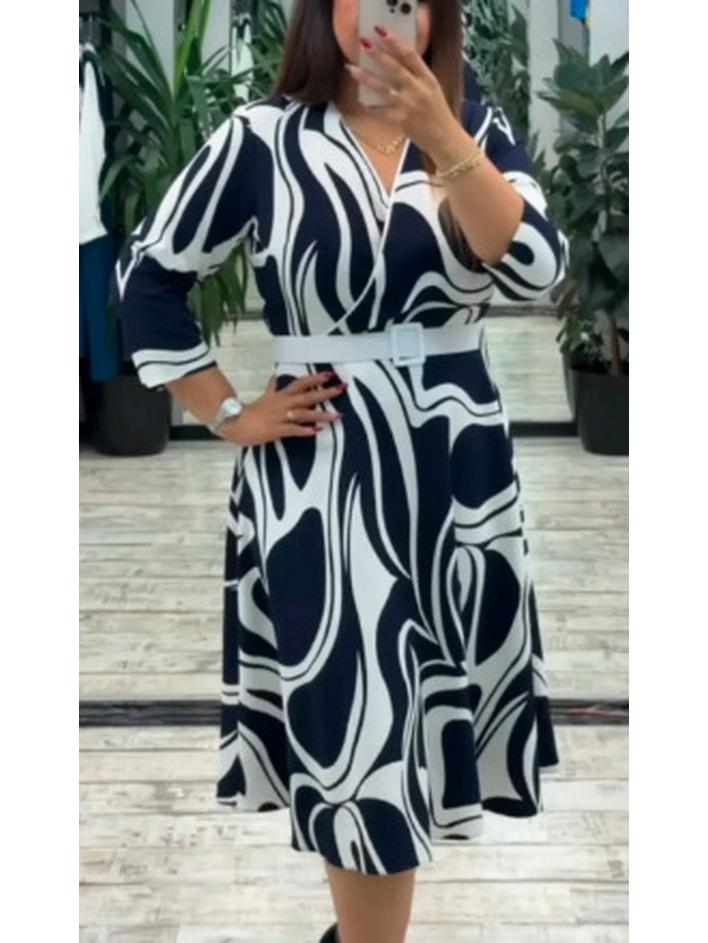 

Платье с принтом Осень/Зима 2025 – Европейский и Американский стиль 4X-Large