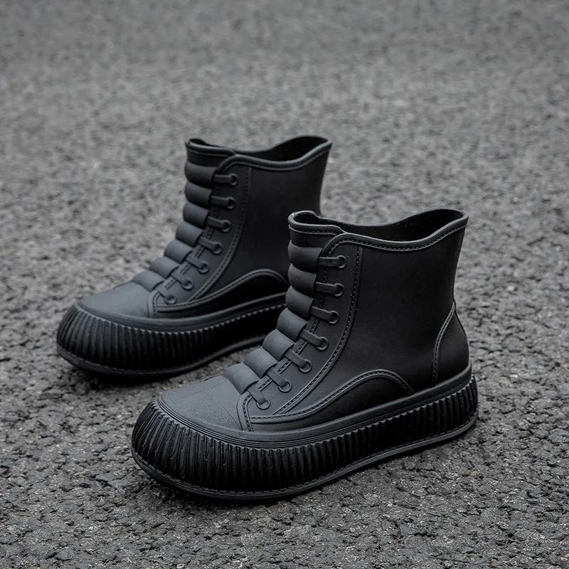 

Жіночі гумові чоботи, нековзні водонепроникні черевики, зносостійкі, для роботи на кухні, водонепроникні модні чоботи 2025 року 37 чорний