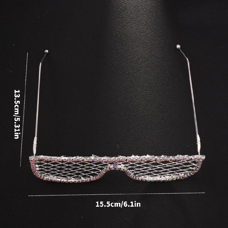 Fashion Eyeglasses with Rhinestones Colorful Sunglasses Hollow Eyeglasses Alloy Texture Suitable for Festivals and Shows