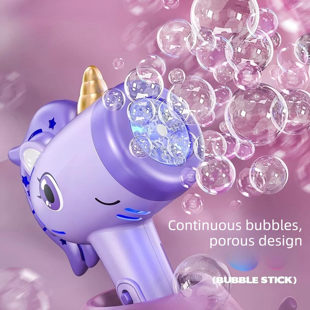 Cartoon Unicorn Bubble Machine Electric Bubble Gun Handheld Bubble Maker Wand With Lights Automatic Soap Blower Outdoor Toy