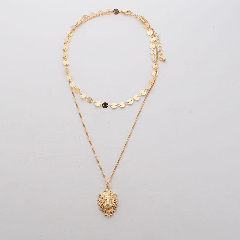 Korean Dongdaemun Fashion Lion Head Layered Necklace - Trendy Versatile Women s Accessory золотой
