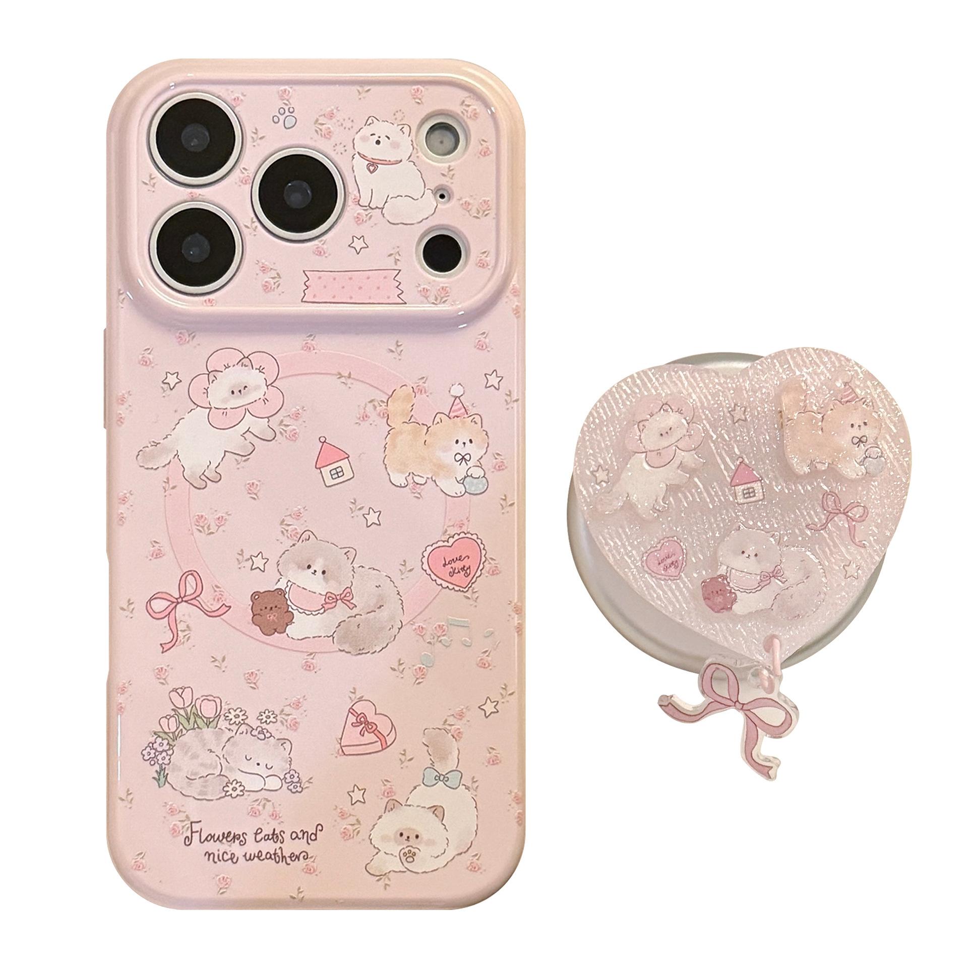 

3D мультяшный котенок чехол для телефона с подставкой для iPhone 16, iPhone 17 и iPhone 17 Pro Max iPhone 11