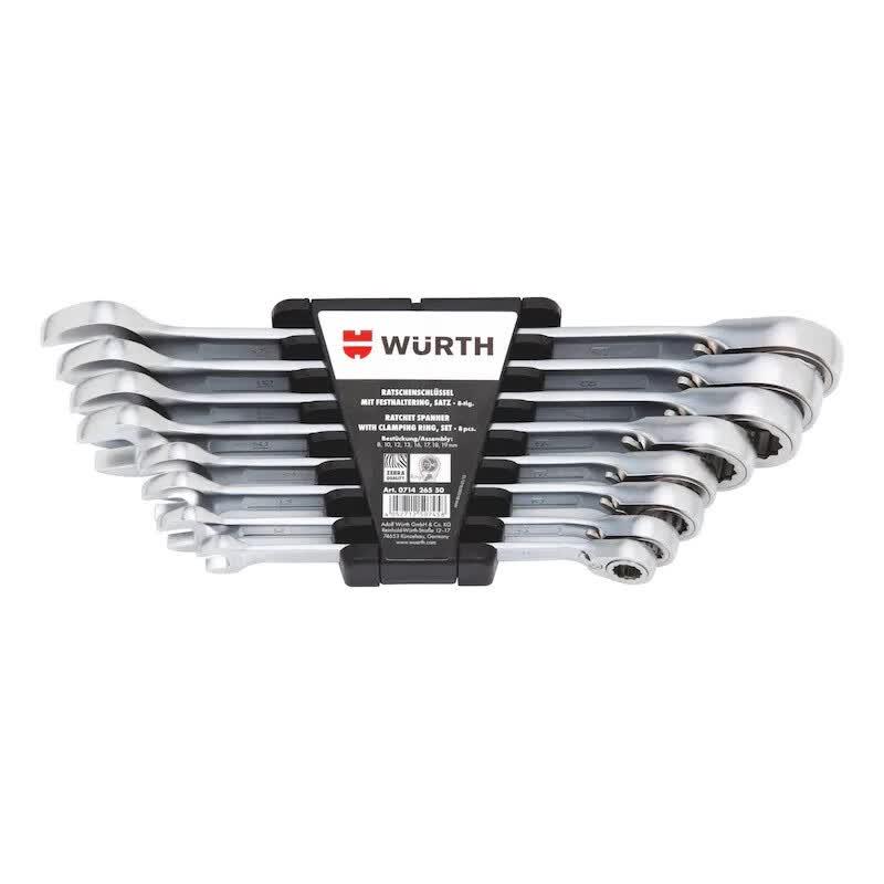 Wurth 8-Piece Anti-Drop Ratchet Combination Wrench Set