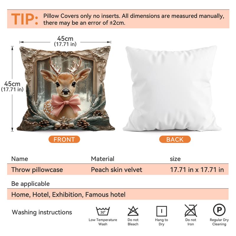 Vintage Christmas Cushion Pillowcase Printed 100% Polyester 45X45Cm Throw Pillowcover Decorative Sofa Cushion Pillowslip Decor
