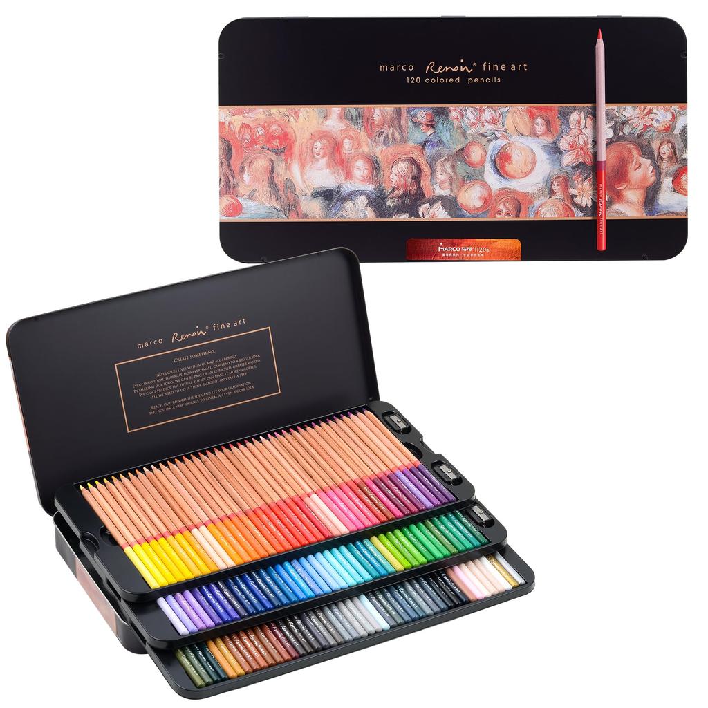 Marco Colored 120 Colored Adult Coloring Book Colored Colored Pencils with Good Luxury Colored Professional Colored Pencil Sharpener Pastel Colored