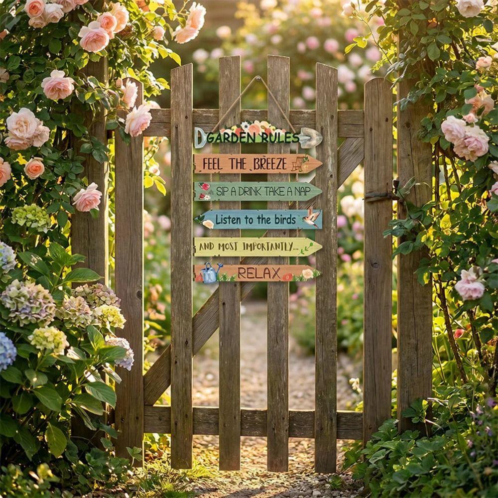 Wood Garden Hanging Sign Wall Decor Plaque Rustic Style Hanging Wall Plaque  Porch Decor