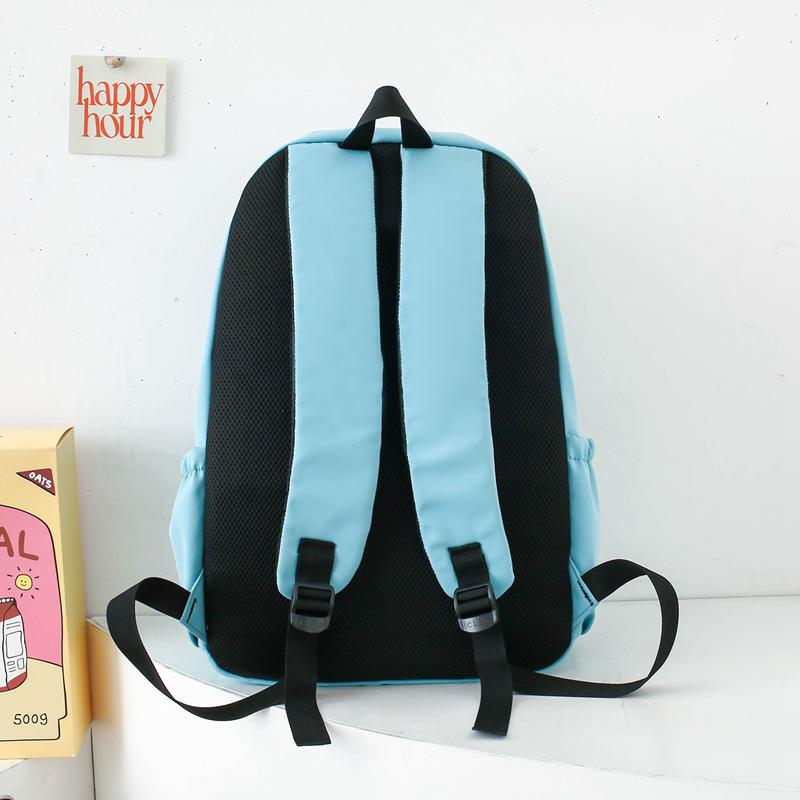 Three-Piece Backpack Set Solid Color Student Schoolbag Women Large Capacity Lightweight Computer Backpack