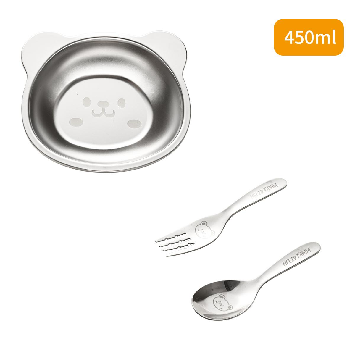 

Миска для риса из нержавеющей стали 304 с приборами, миска для детского питания, защита от ожогов, милый детский контейнер для еды 450 мл, посуда