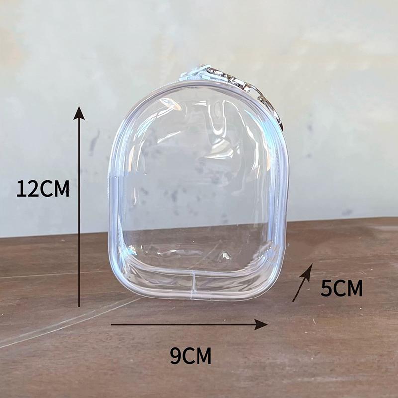 

12Cm Pvc Transparent Storage Bag With Keychain Multicolor Cartoon Doll Display Box Dustproof Case Earphones Gift Organizer Bags