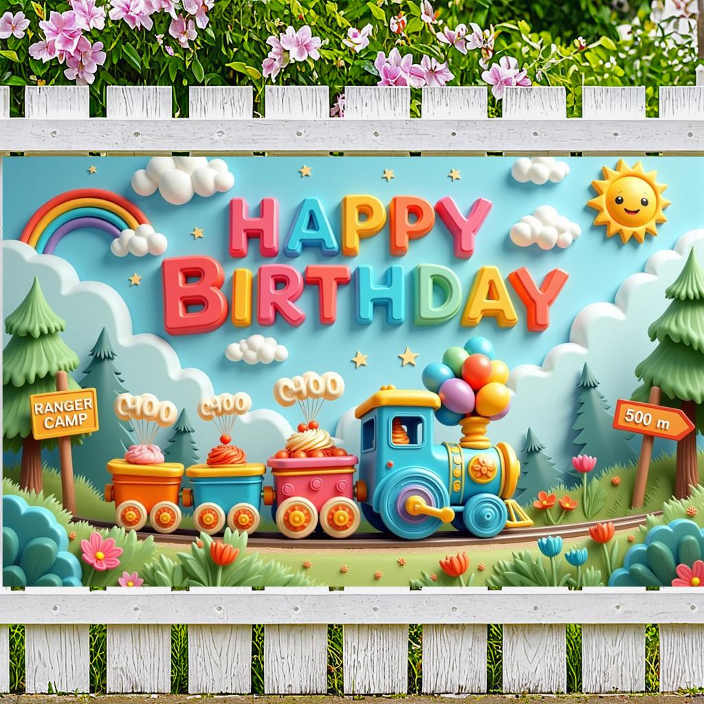 Outdoor Party Decoration Outdoor Scenery Event Backdrop Colorful Banner Sunshine Graphics Children's Birthday Decor For Kids