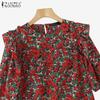 ZANZEA Women Summer Floral Print Casual Round Neck Short Sleeve Blouse