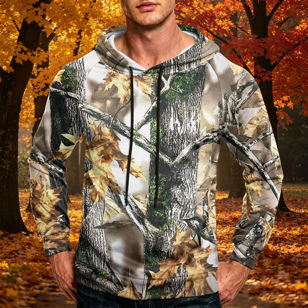 Men's Printed Loose Fit Hoodie with Pocket and Drawstring Casual Sweatshirt