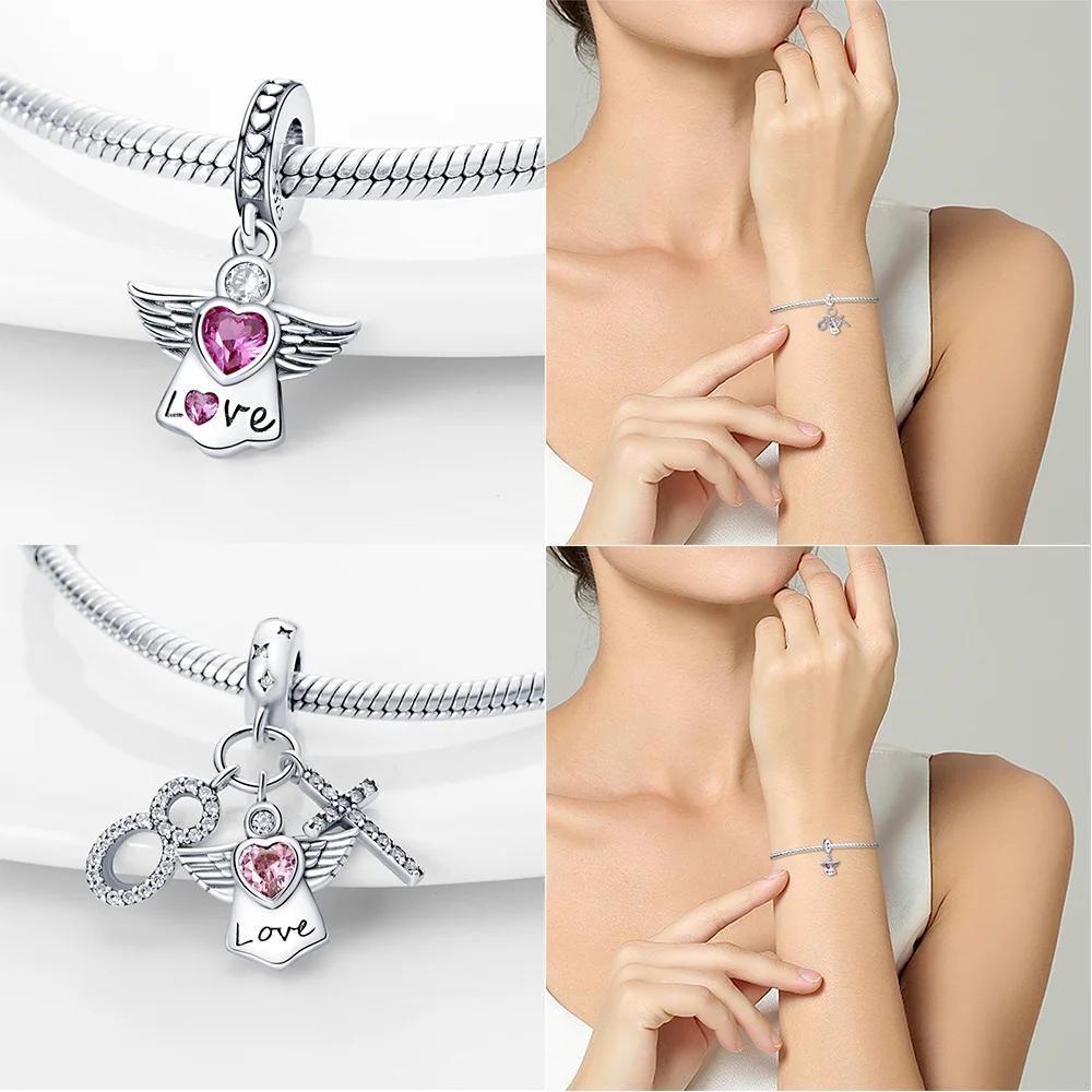 Decorative Charms Plata Originales Pearl Angel Beads For Charms Copper Chic Bracelet Beads Jewellery Making Women'S Gift