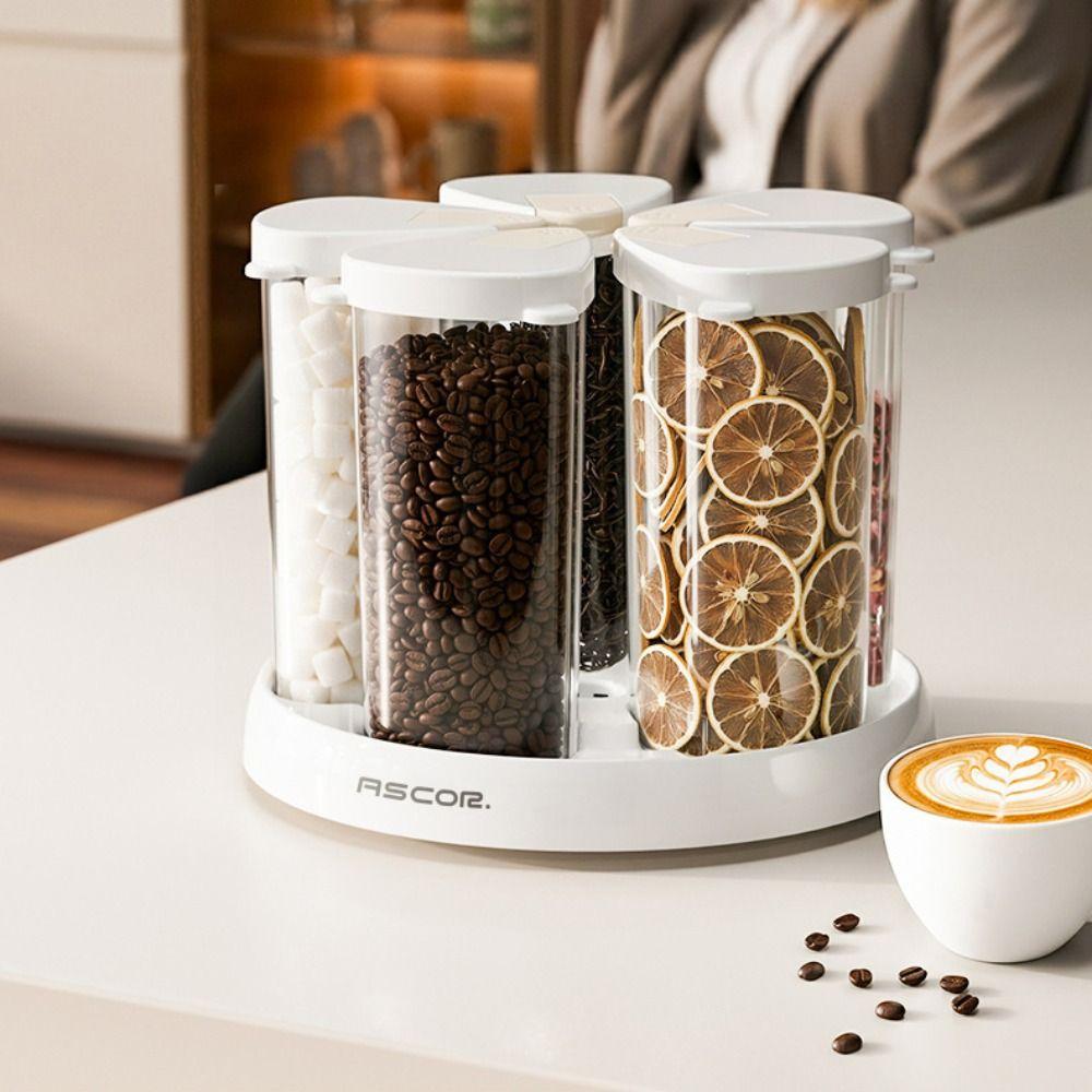 Transparent 6-Grid Storage Container Rotating Cereal Organizer New Grain Dispenser  Food Storage
