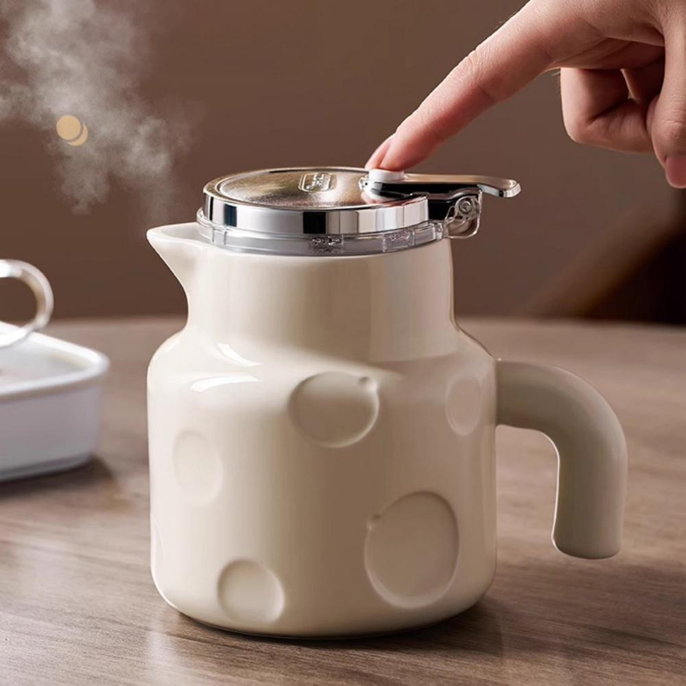 Ceramic Teapot With Tea Infuser Porcelain Tea pot with Removable Glass Infuser for Tea Loose Tea 750ML белый