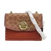 [Gebraucht] Parker 18 Nieten Kamelienblüten-Ketten-Klappen-Umhängetasche Beschichtetes Canvas und Kalbsleder Crossbody-Tasche Klein - Ausgezeichnet #1AFG3DM