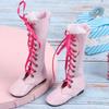 60cm Doll Lace Up Boots Girls Kid Exquisite Doll Boots Shoes Children Toy Accessory(Flat Boots Pink )
